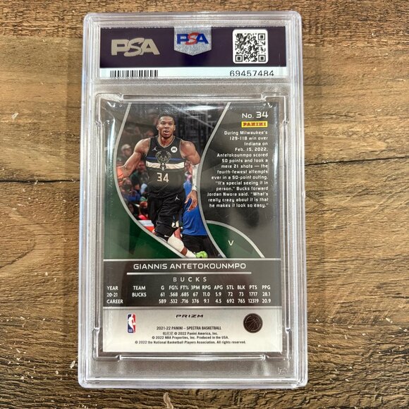 2021 PANINI SPECTRA 75TH ANNIVERSARY Giannis Antetokounmpo PSA 9 #34 - Picture 2 of 3